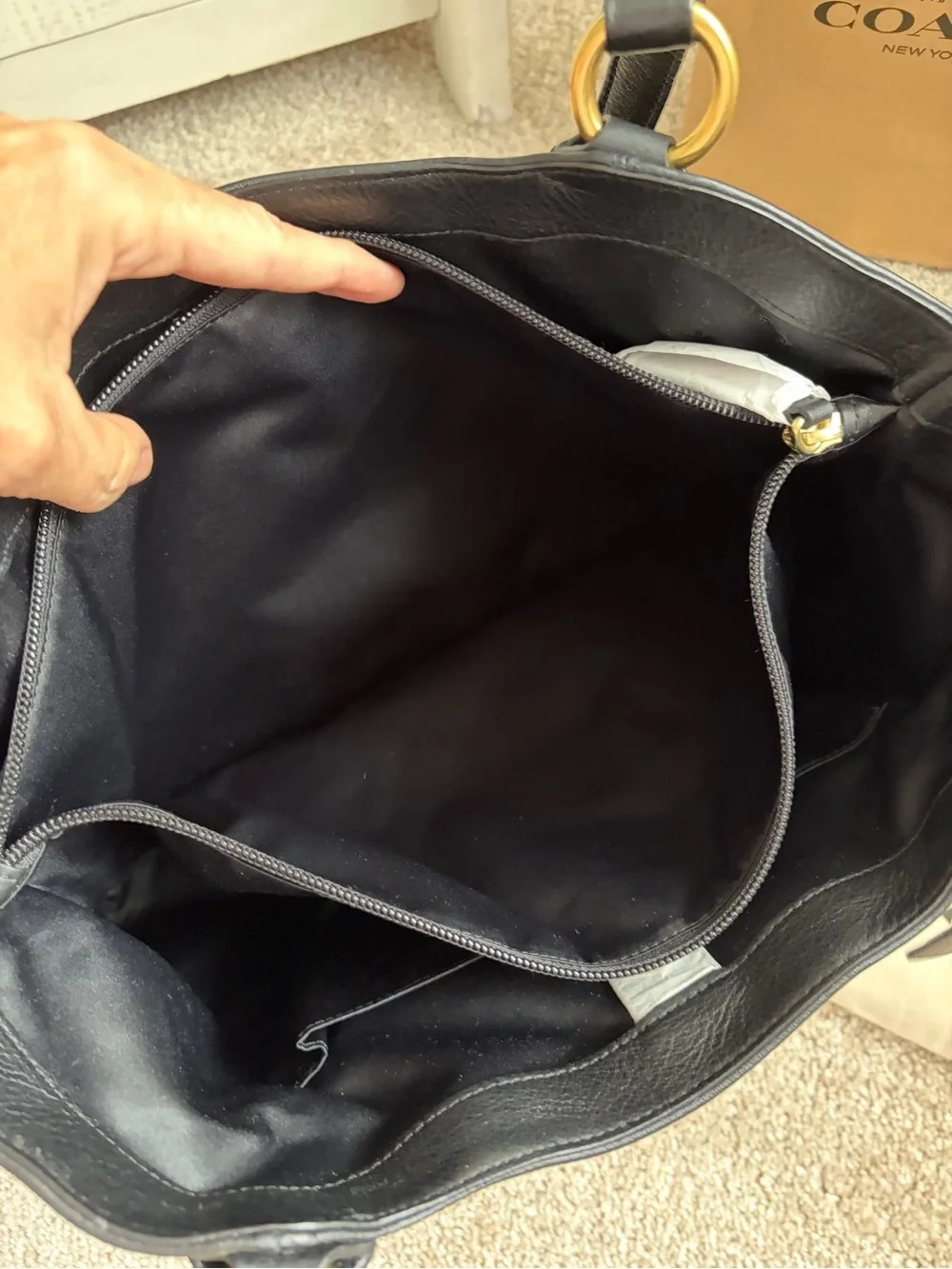 COACH Campbell Bell Black Leather Tote Bag with Gold Hardware. NWT